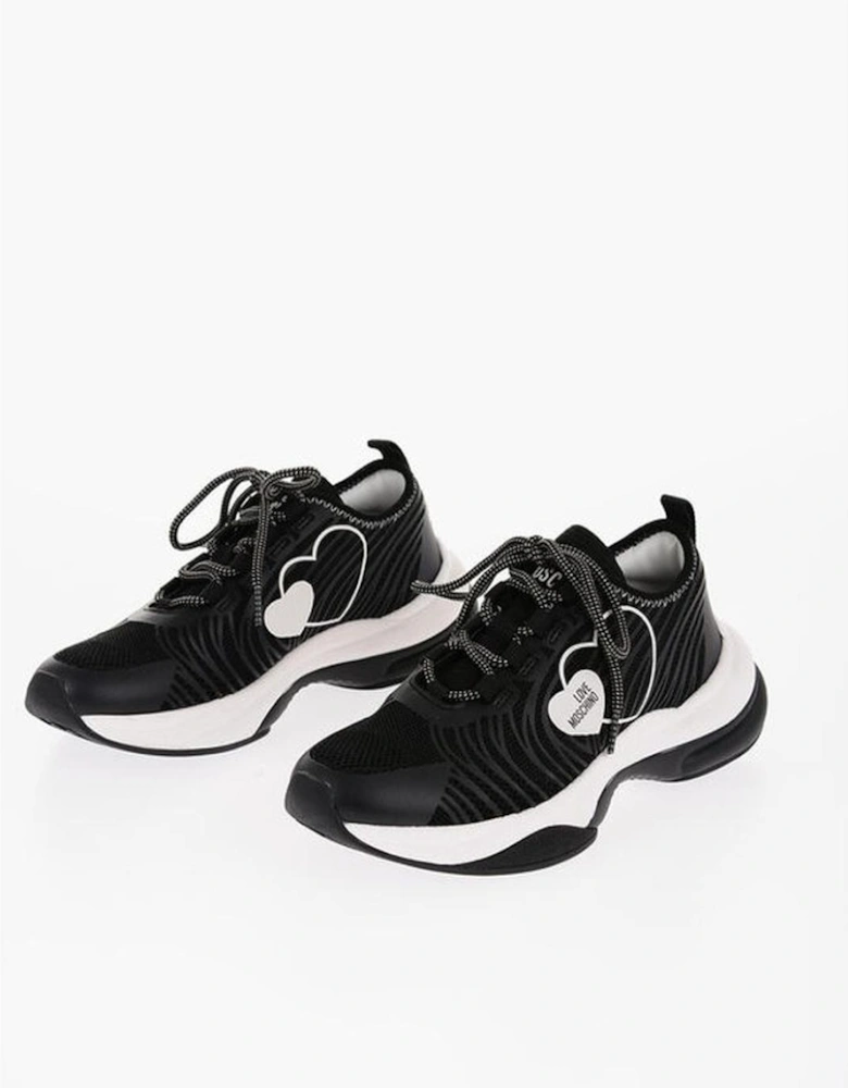 Canvas Lace-Up Sneakers with Rubber Sole Women - Black