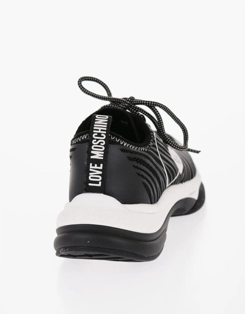 Canvas Lace-Up Sneakers with Rubber Sole Women - Black