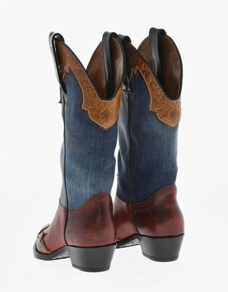 Multicolor Pull-On Leather Sole Boots Women