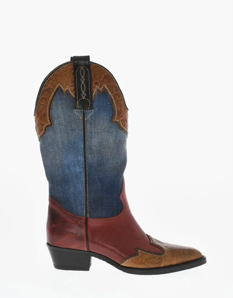 Multicolor Pull-On Leather Sole Boots Women