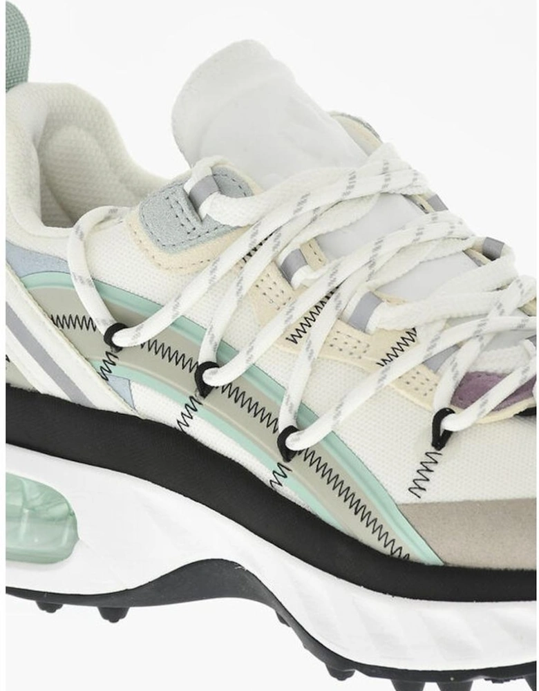 Leather Canvas Lace-Up Sneakers Women - White