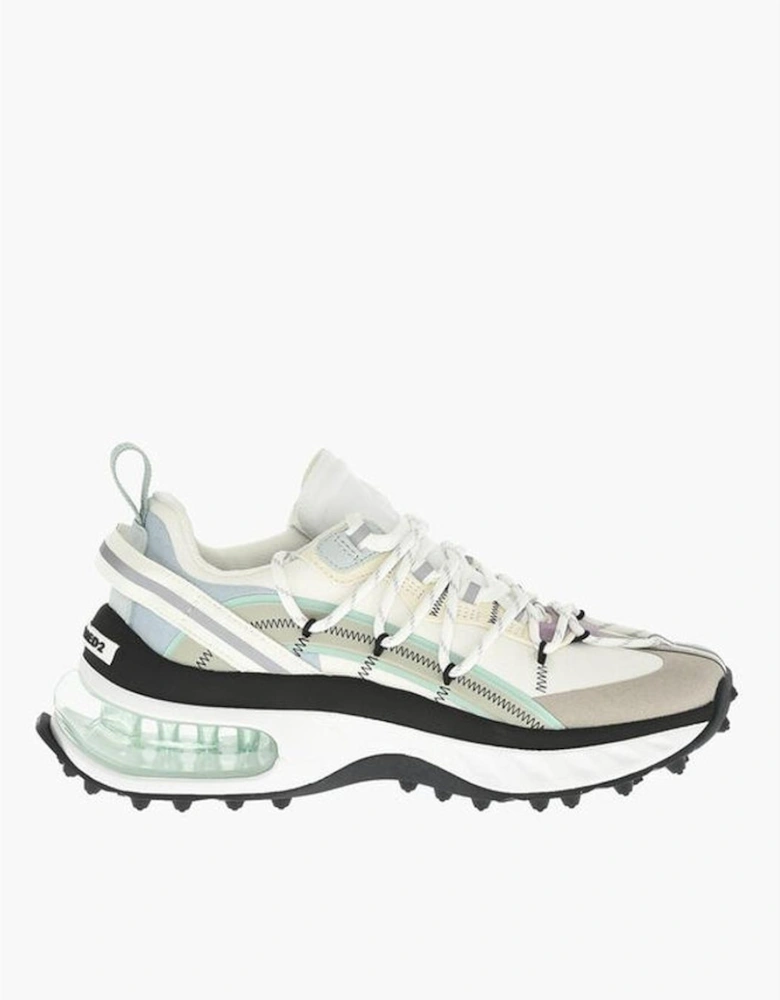Leather Canvas Lace-Up Sneakers Women - White
