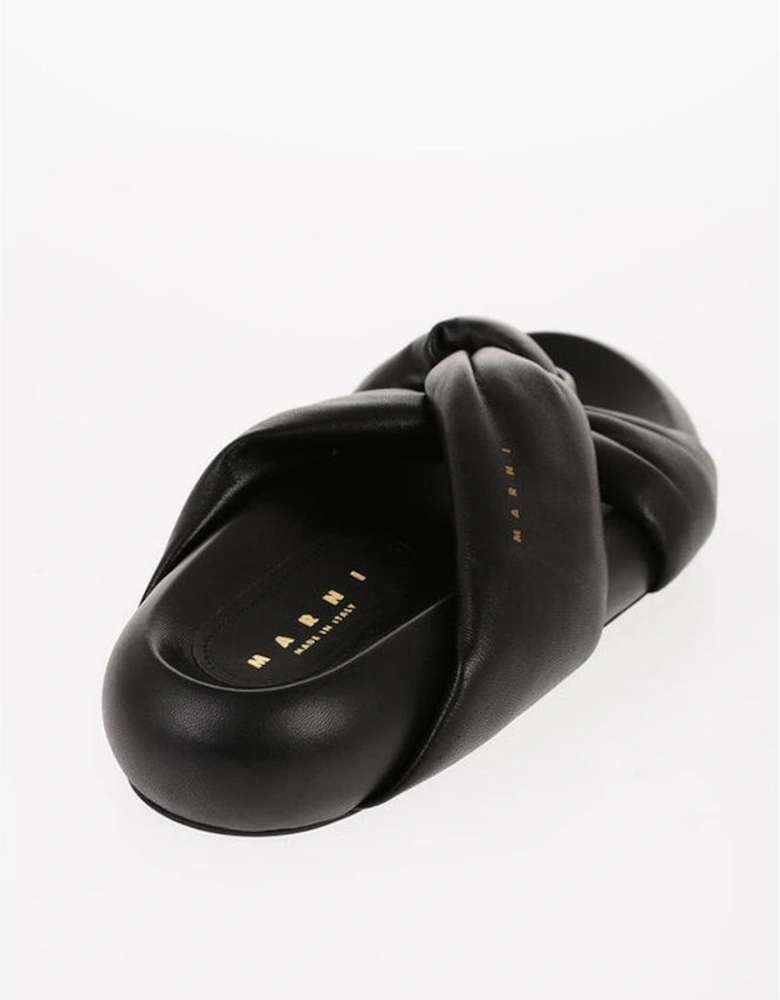 Leather Logo Rubber Sole Sneakers Women - Black Sandals