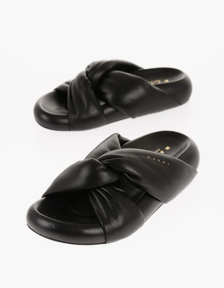 Leather Logo Rubber Sole Sneakers Women - Black Sandals