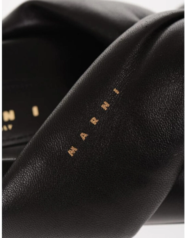 Leather Logo Rubber Sole Sneakers Women - Black Sandals