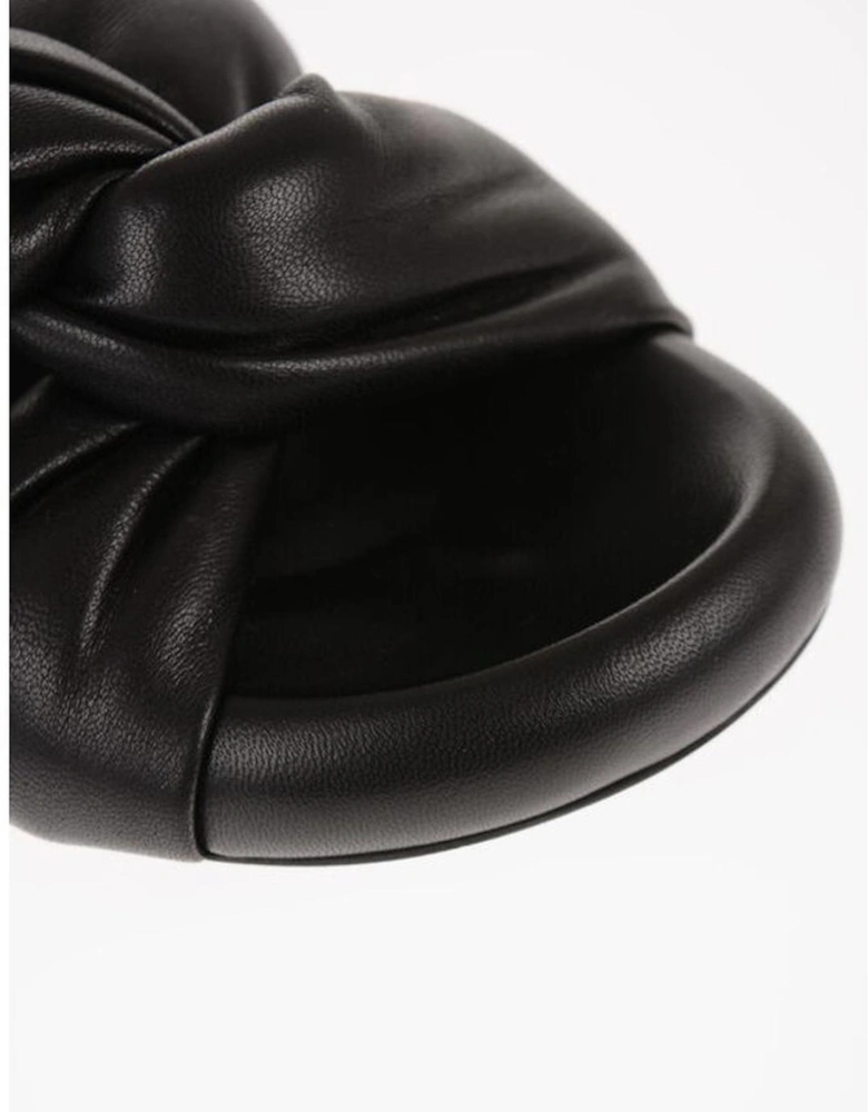 Leather Logo Rubber Sole Sneakers Women - Black Sandals