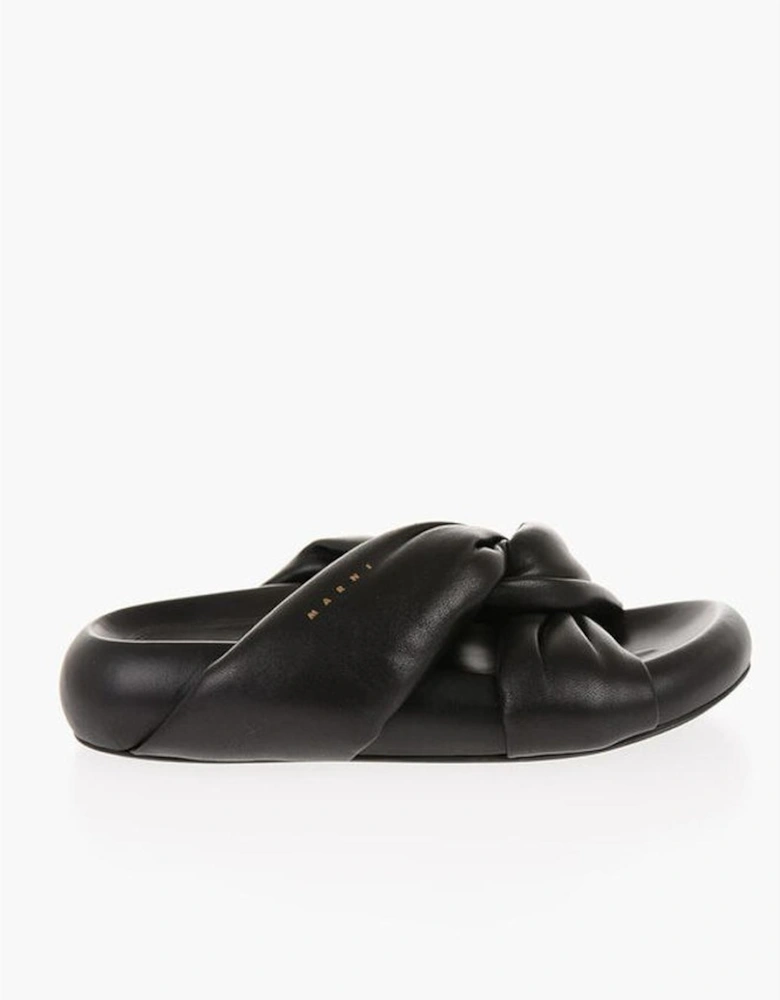 Leather Logo Rubber Sole Sneakers Women - Black Sandals