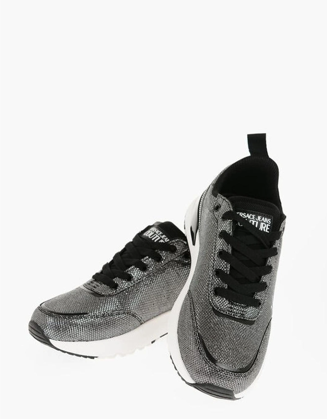 Silver Lace-Up Logo Print Sneakers Women, 5 of 4