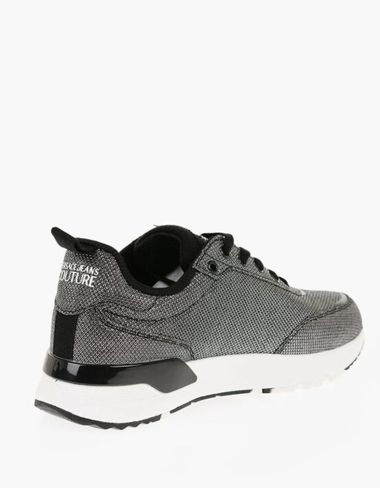Silver Lace-Up Logo Print Sneakers Women