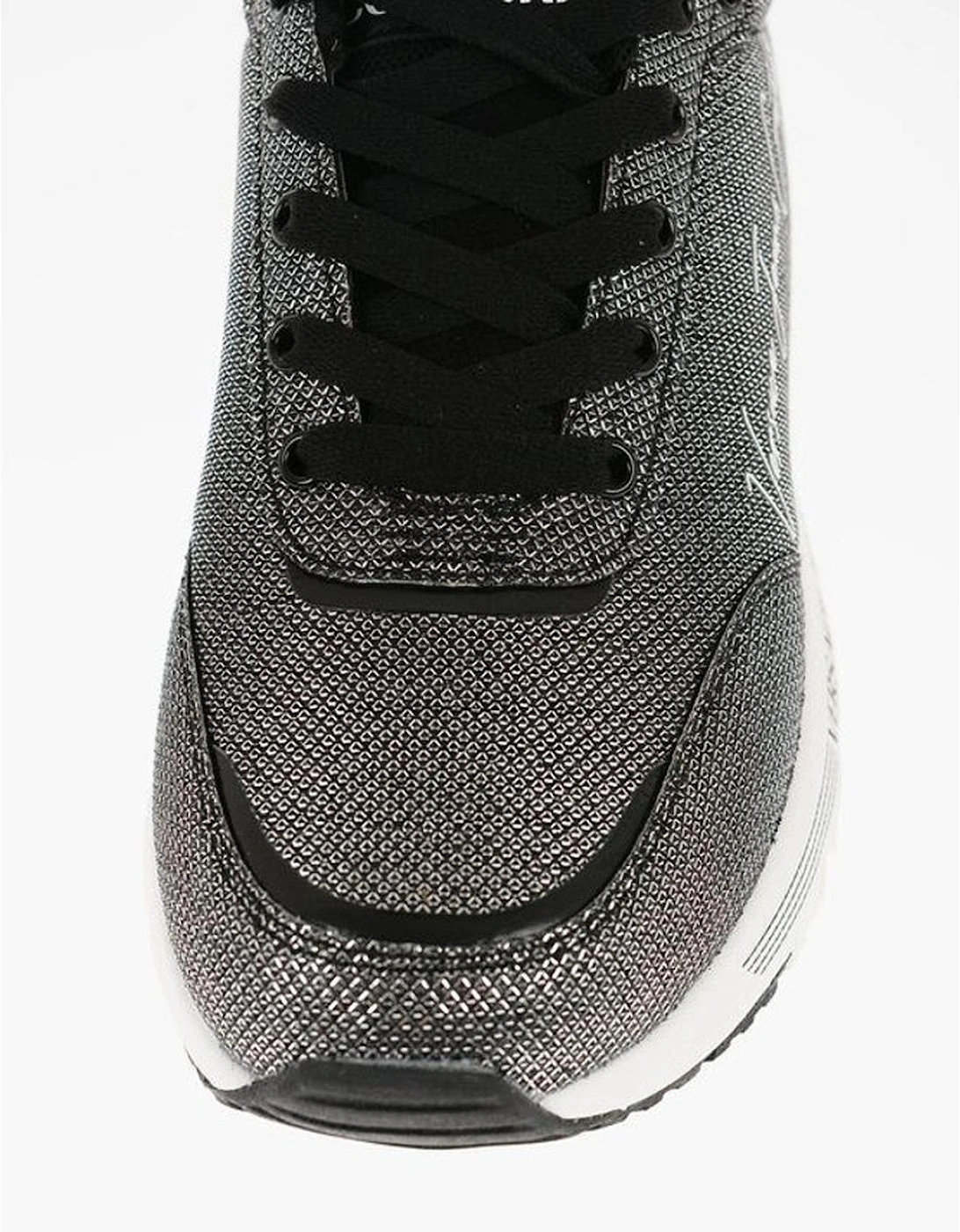 Silver Lace-Up Logo Print Sneakers Women