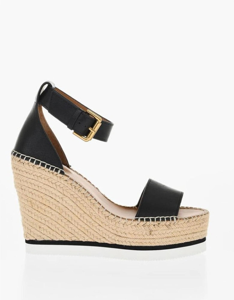 Wedge Sandals with Rubber Sole and Buckles Women - Black