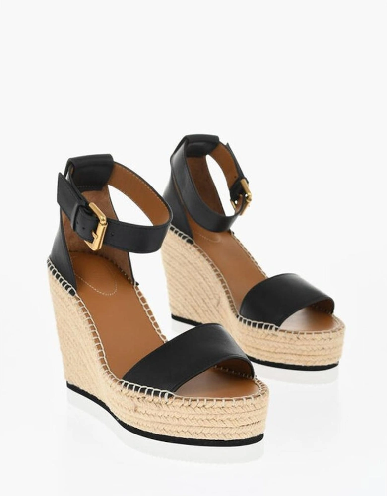 Wedge Sandals with Rubber Sole and Buckles Women - Black