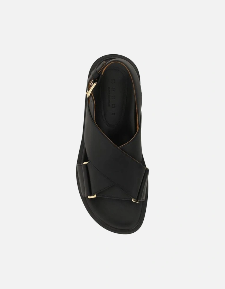 Calfskin Double Strap Fussbett Sandals Women - Black