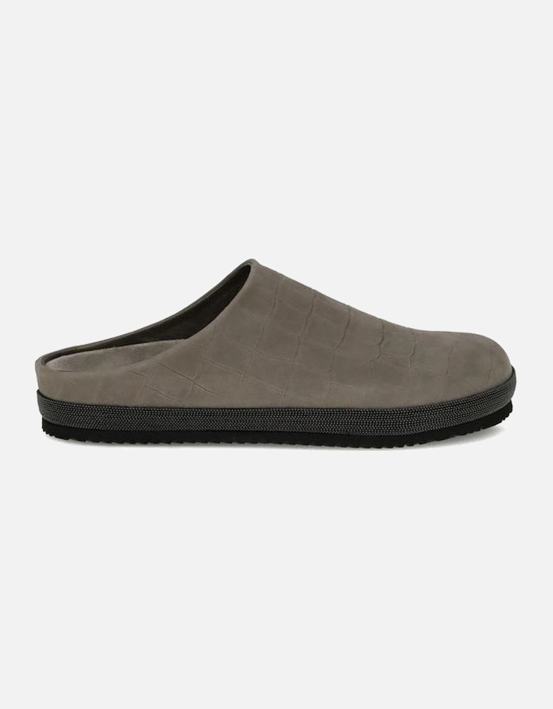 Leather Croc-Effect Sabots with Jewel Accents Women - Gray Sandals, 5 of 4