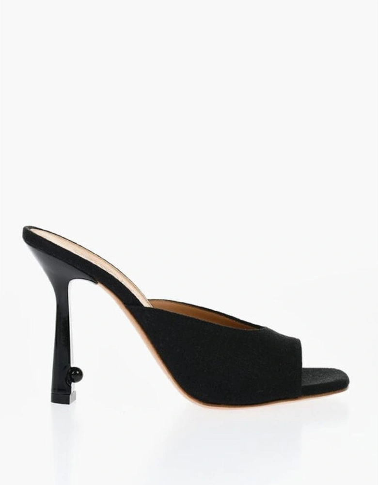 Slip-On Canvas Heeled Shoes Women - Black Sandals