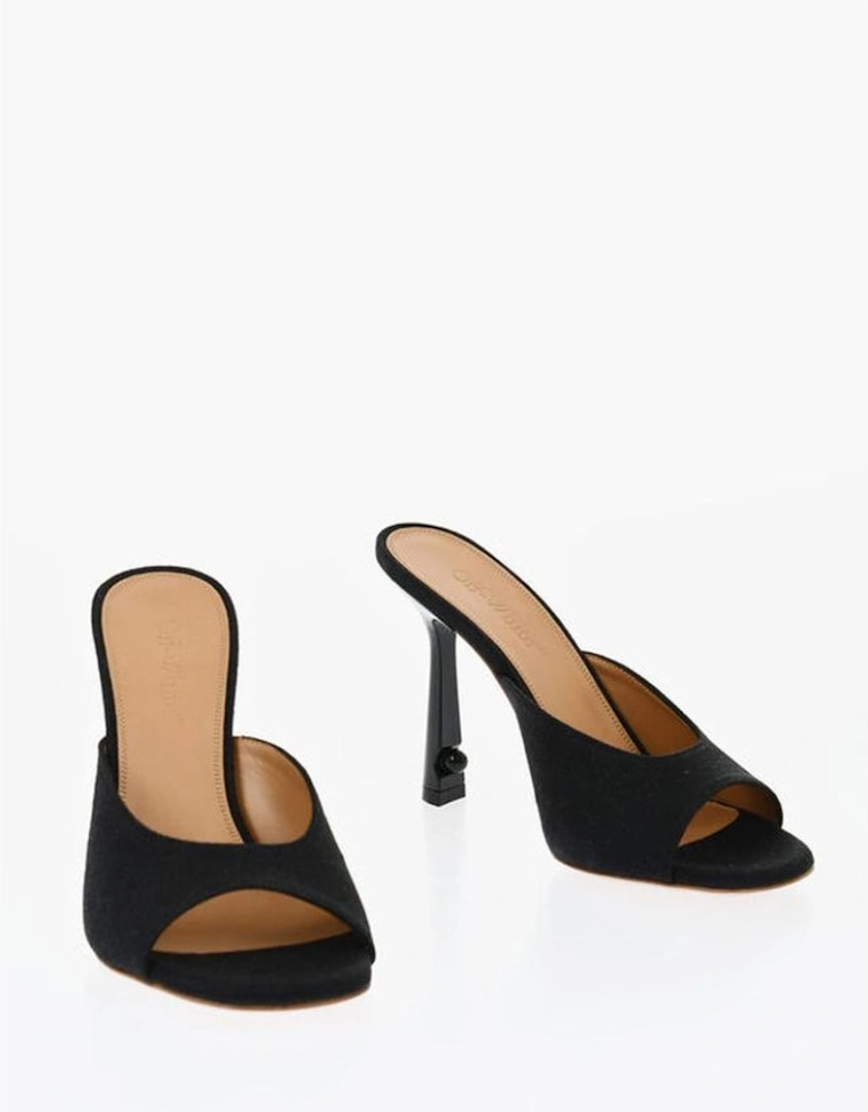 Slip-On Canvas Heeled Shoes Women - Black Sandals