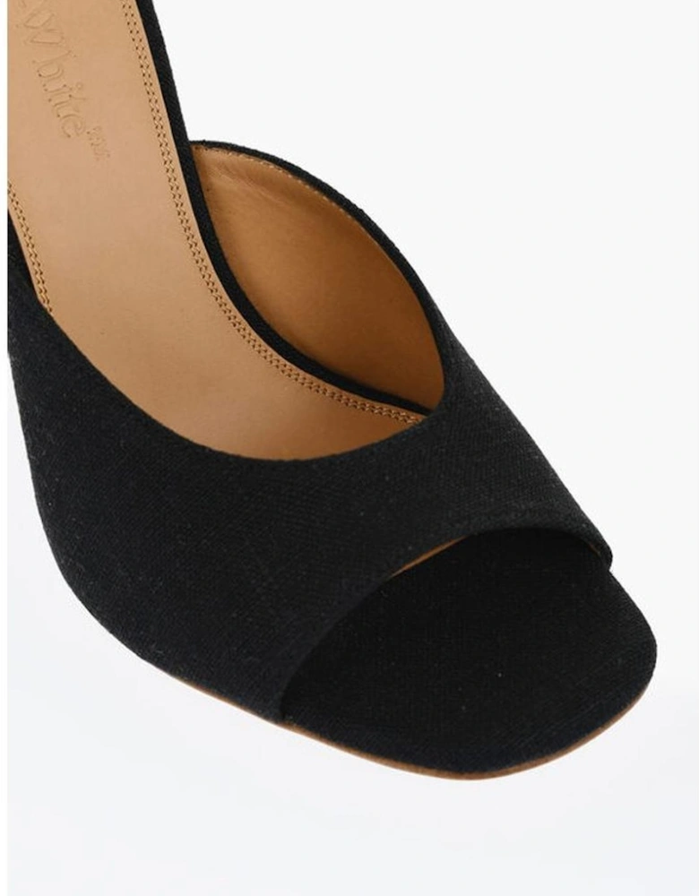 Slip-On Canvas Heeled Shoes Women - Black Sandals