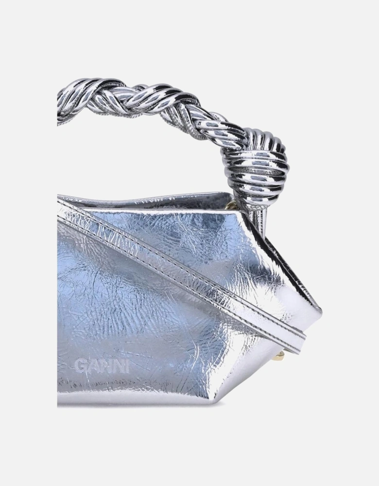 Metallic Recycled Leather Bou Handbag with Braided Handle Women -