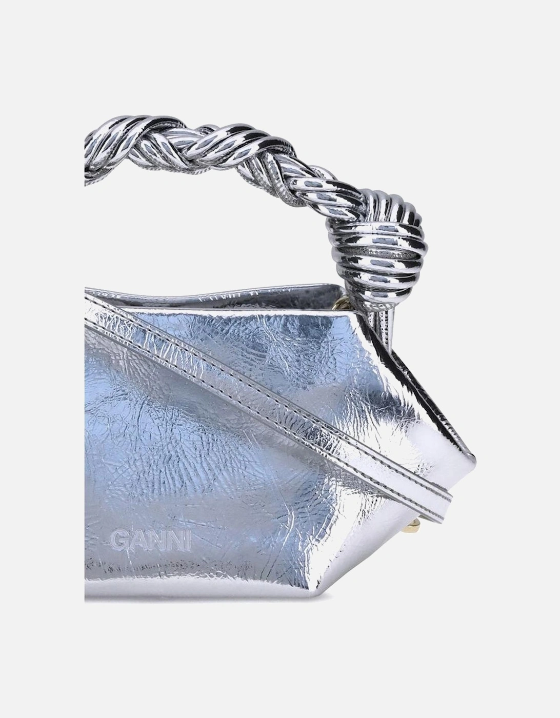 Metallic Recycled Leather Bou Handbag with Braided Handle Women -