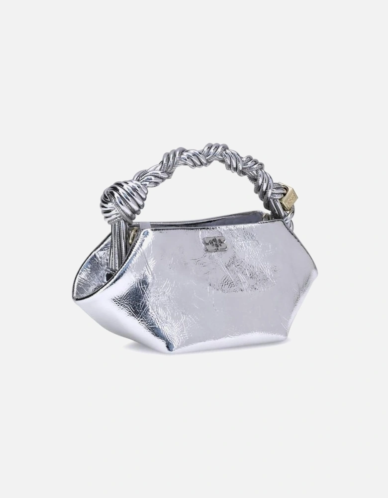 Metallic Recycled Leather Bou Handbag with Braided Handle Women -