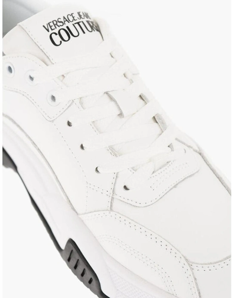 Leather Lace-up Sneakers with Logo Print Women - White