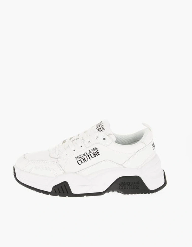 Leather Lace-up Sneakers with Logo Print Women - White