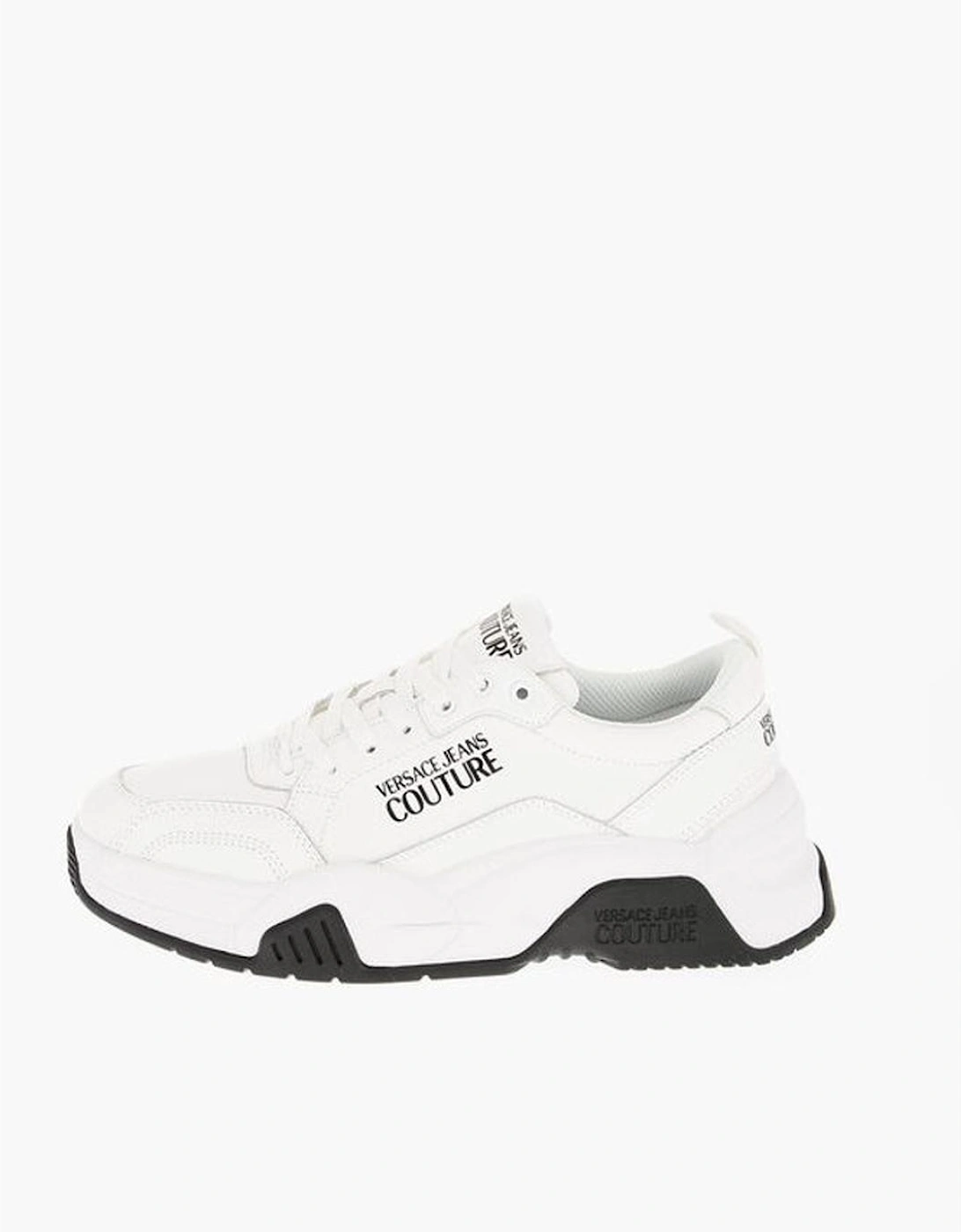 Leather Lace-up Sneakers with Logo Print Women - White