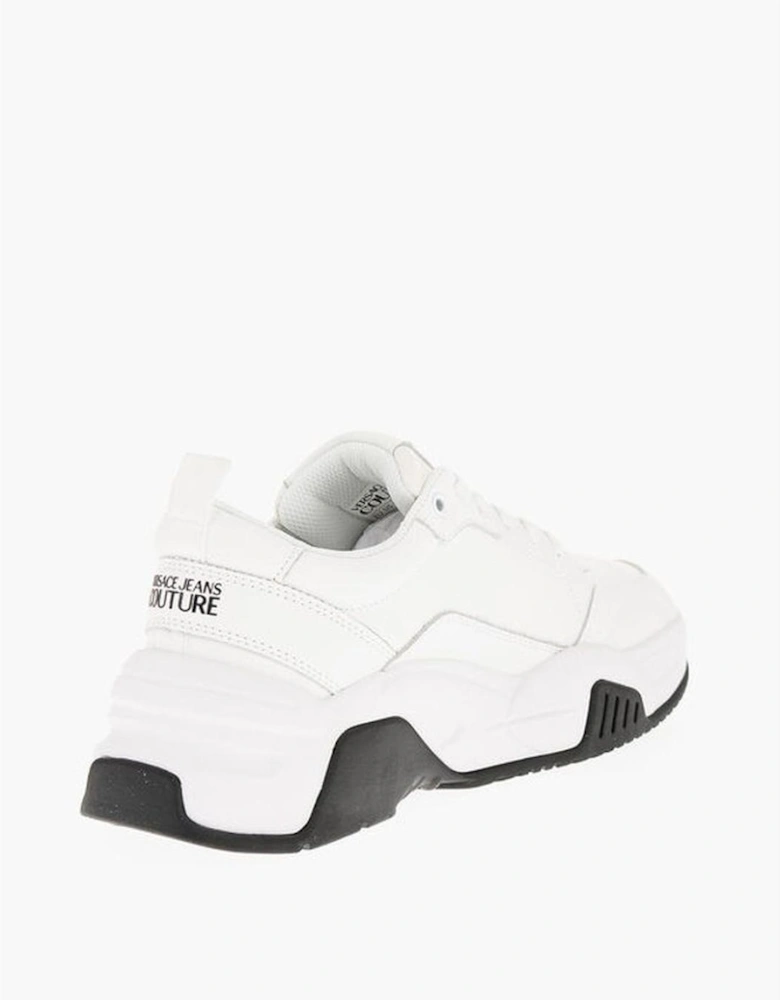 Leather Lace-up Sneakers with Logo Print Women - White
