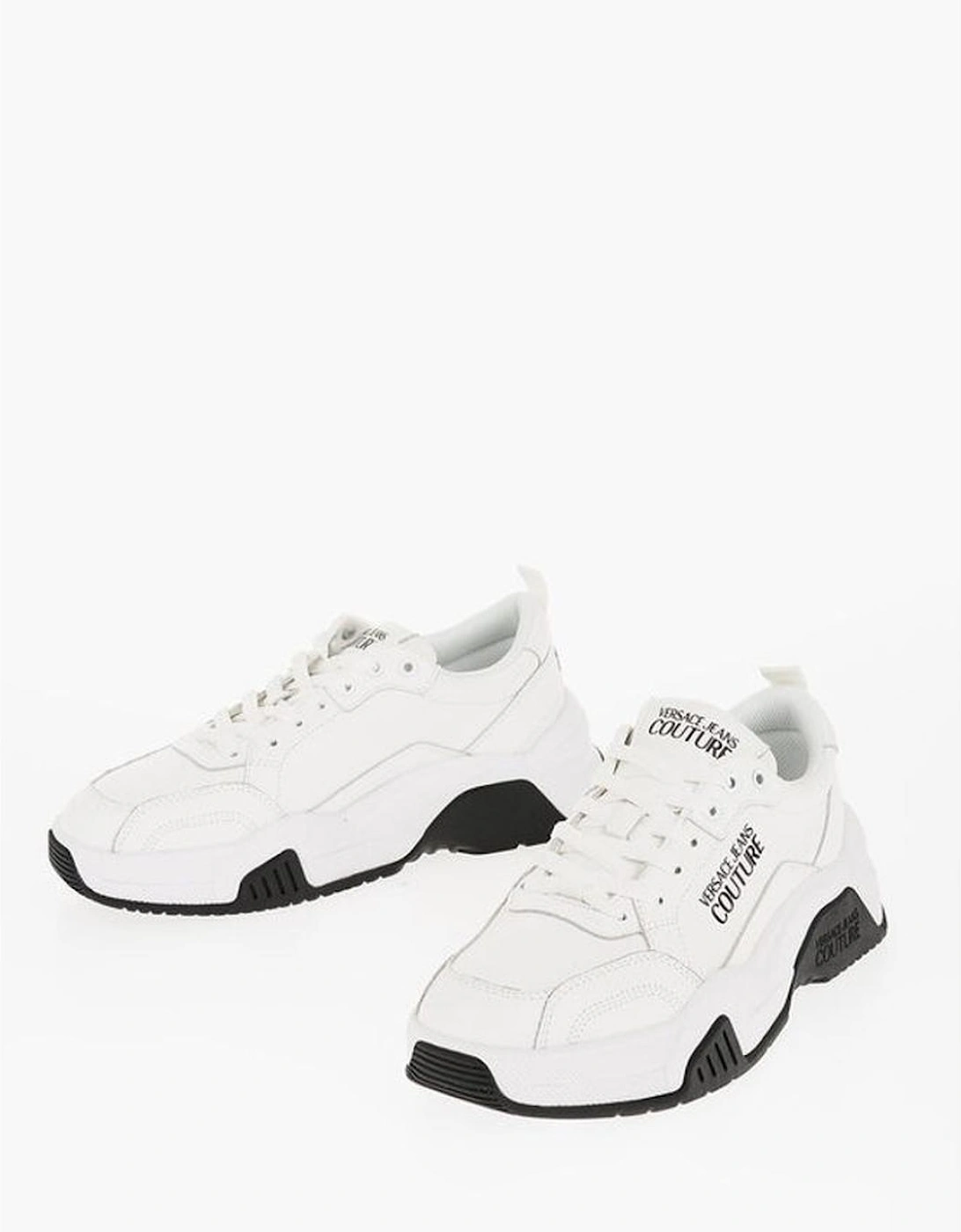 Leather Lace-up Sneakers with Logo Print Women - White, 5 of 4