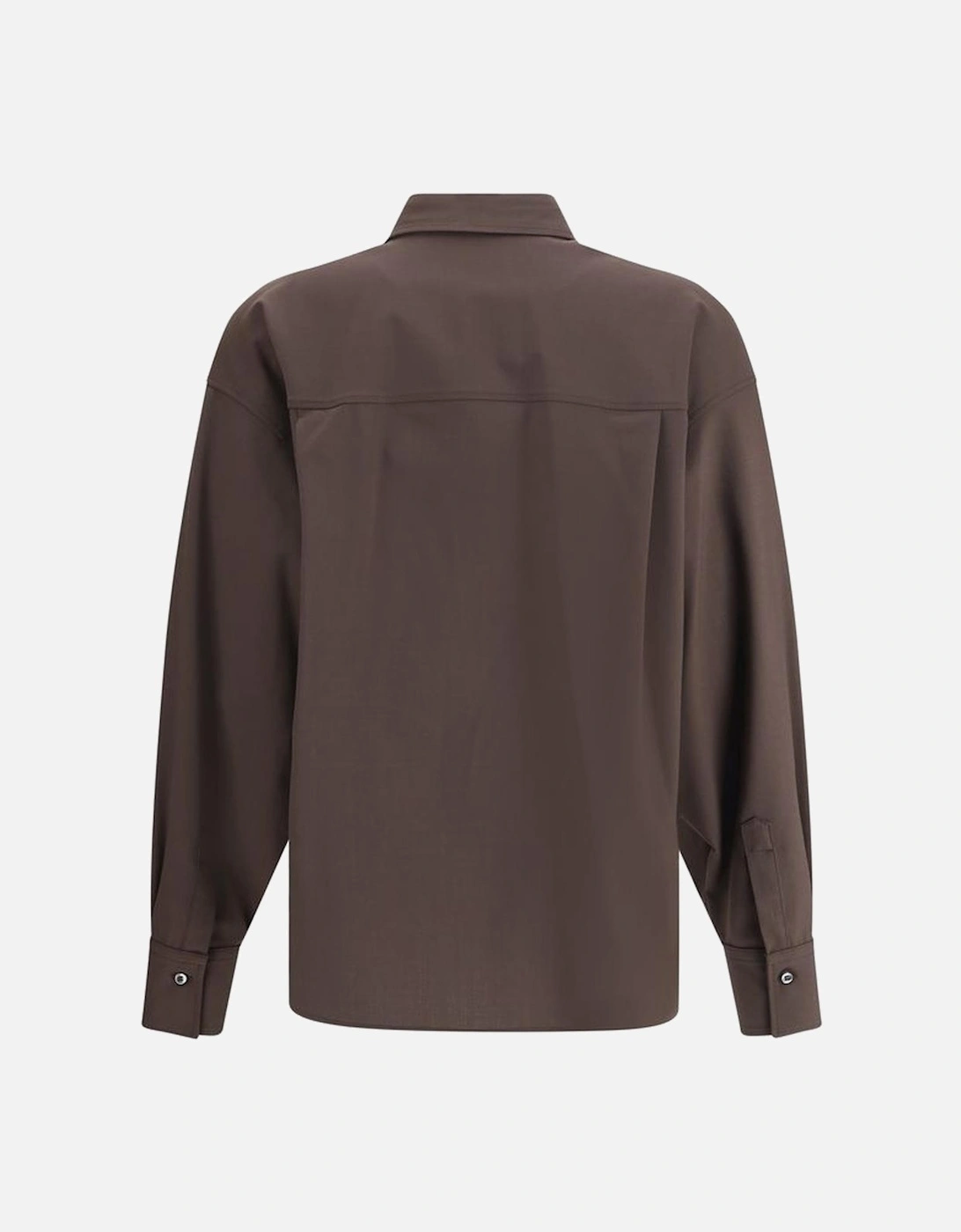 Wool Shirt with Shiny Jewels and Patch Pockets Women - Brown
