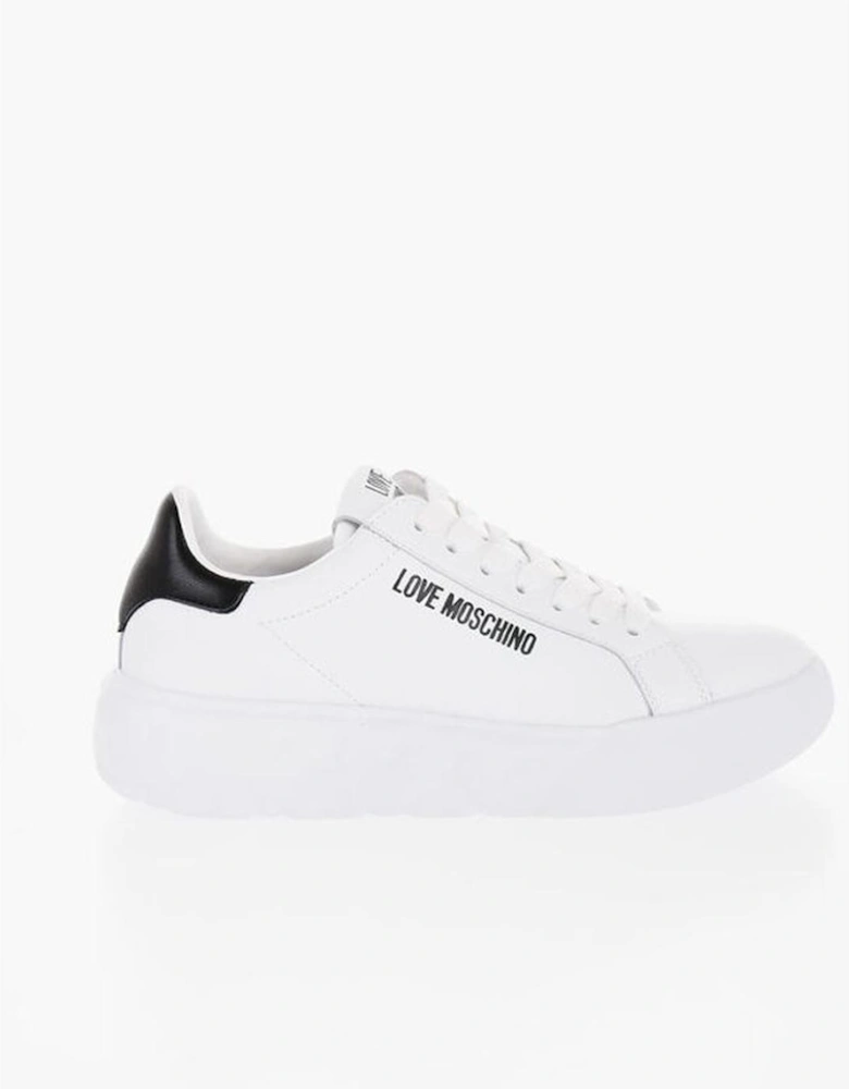 Leather Lace-Up Sneakers with Rubber Sole Women - White