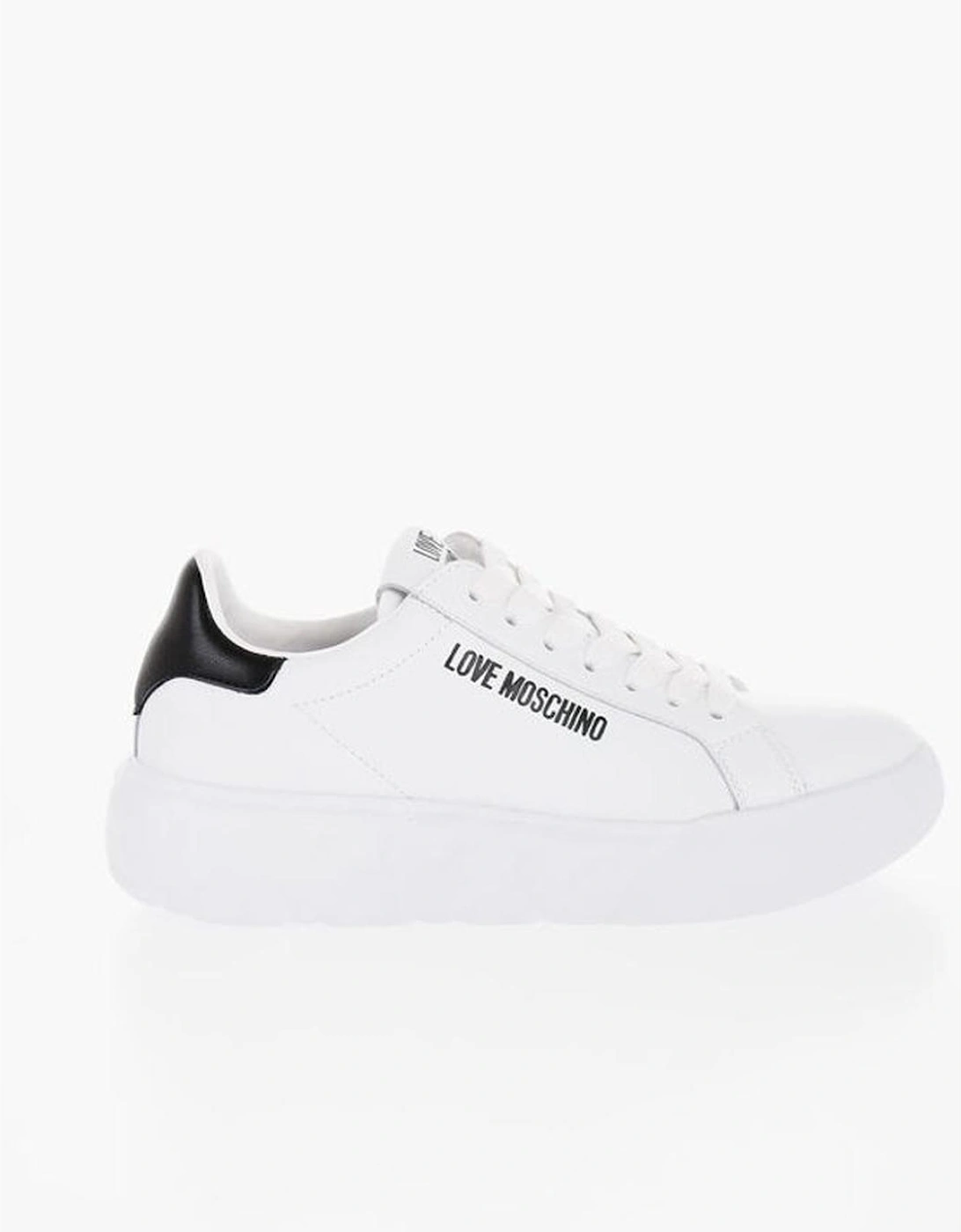 Leather Lace-Up Sneakers with Rubber Sole Women - White
