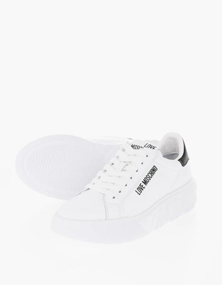 Leather Lace-Up Sneakers with Rubber Sole Women - White