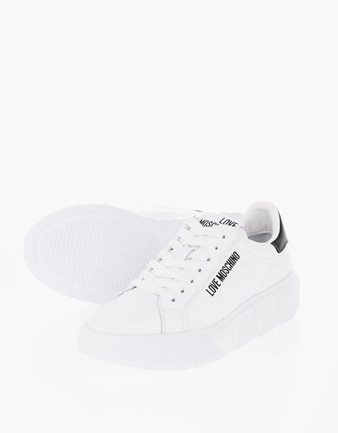 Leather Lace-Up Sneakers with Rubber Sole Women - White, 6 of 5