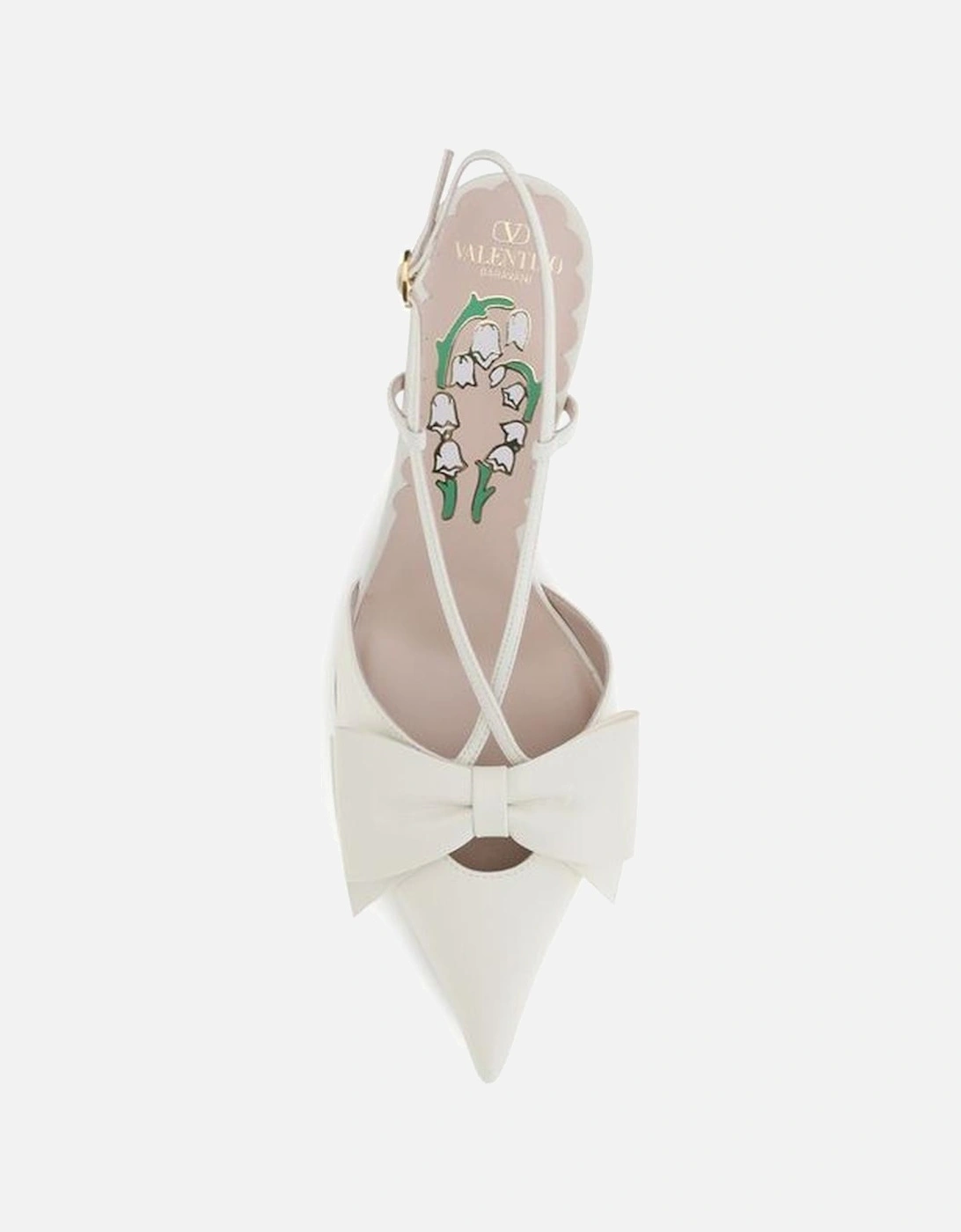 Leather Slingback Pumps with Bow Detailing Women - White