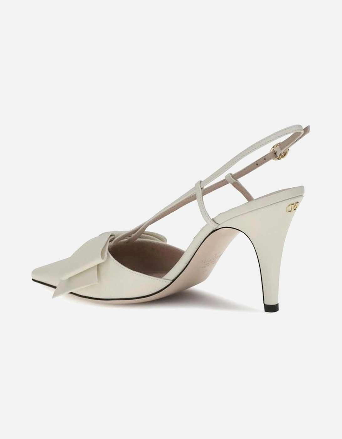 Leather Slingback Pumps with Bow Detailing Women - White