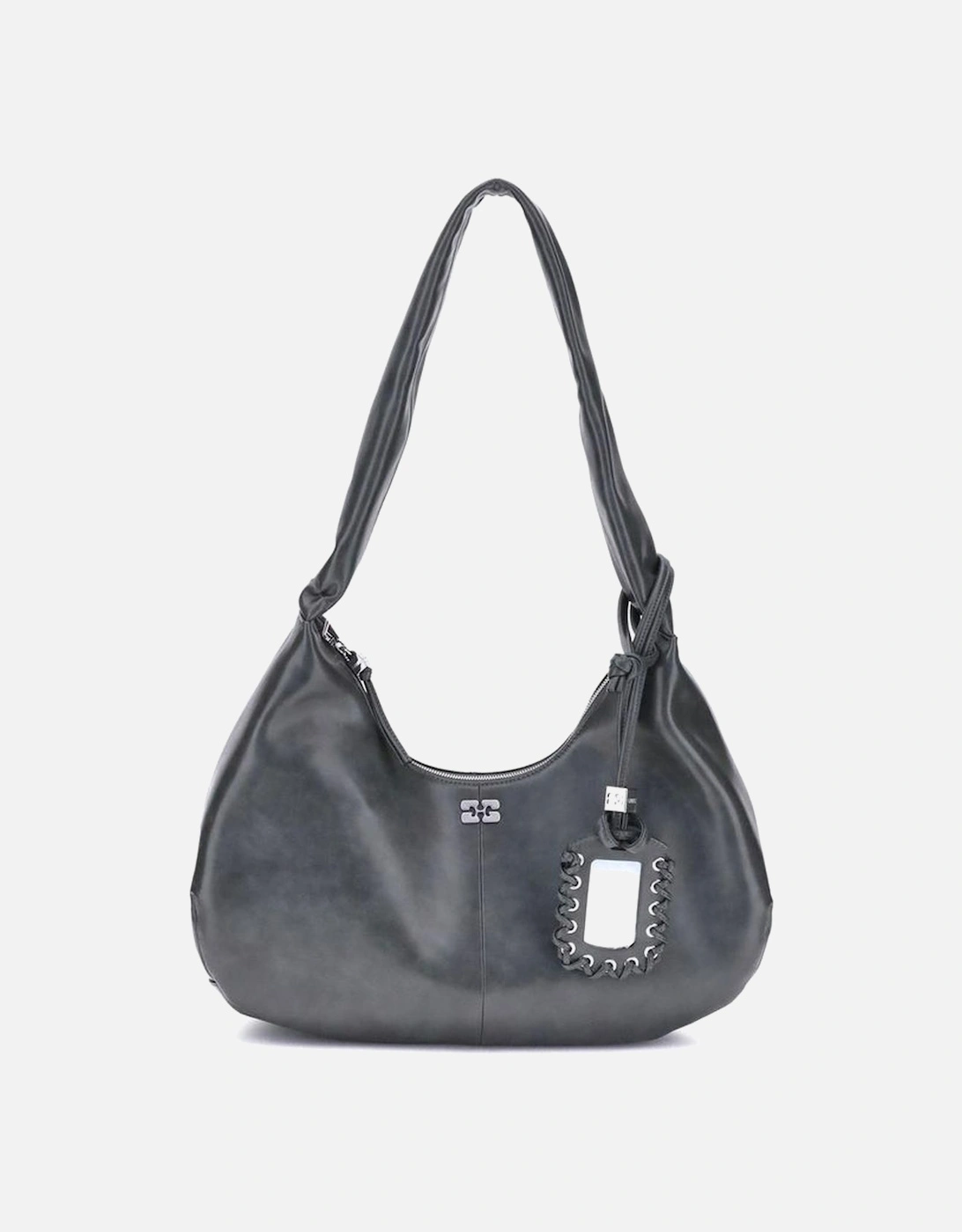Medium Hobo Shoulder Bag with Logo Plaque Women - Black, 5 of 4