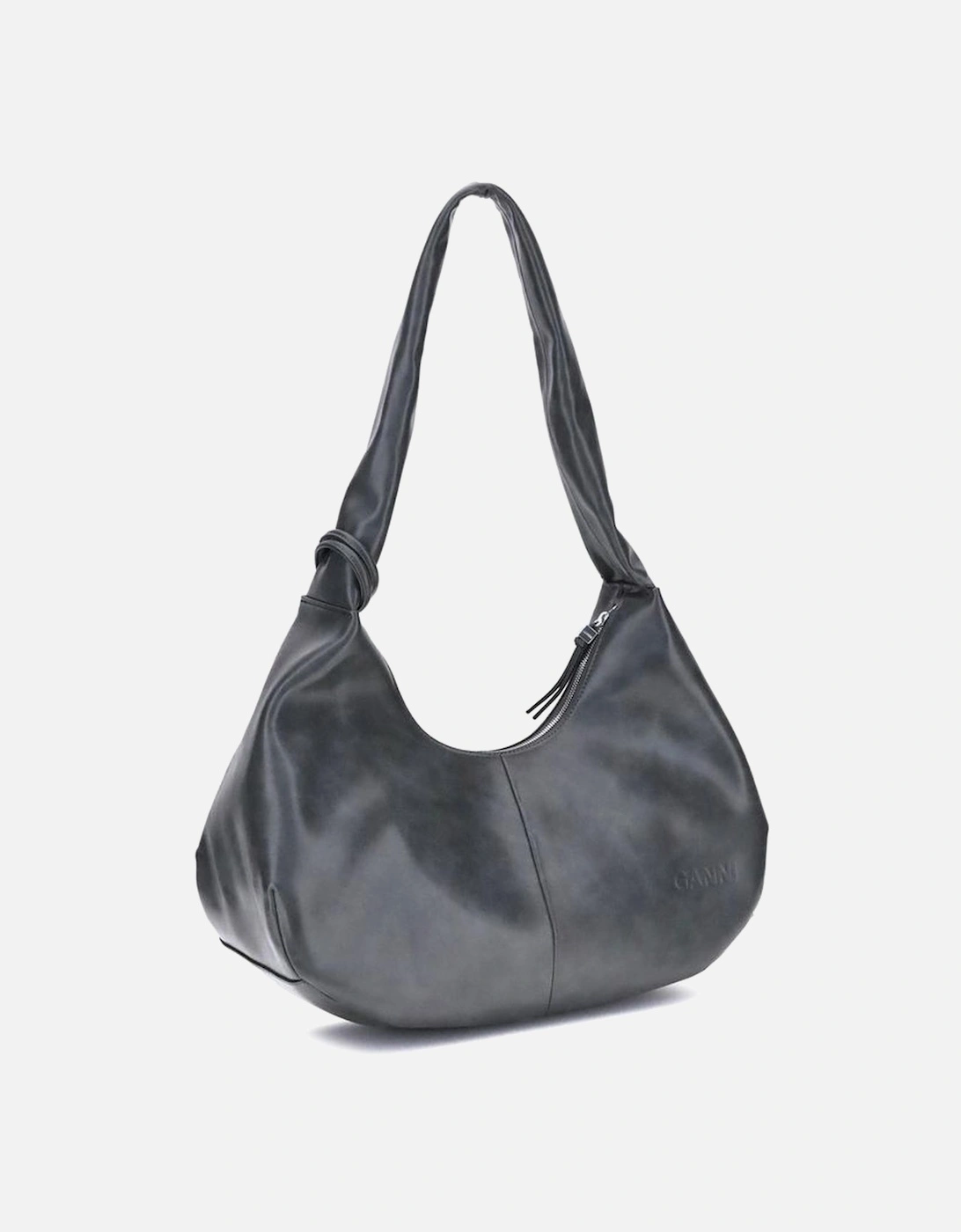 Medium Hobo Shoulder Bag with Logo Plaque Women - Black
