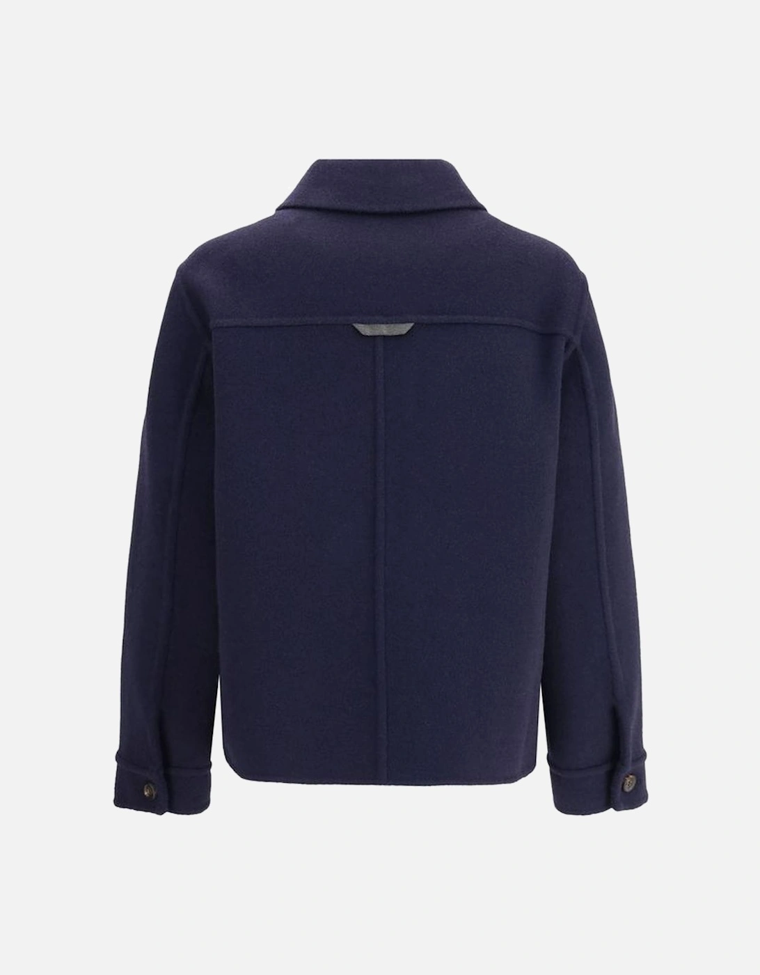 Wool Jacket with Classic Collar and Patch Pockets Women - Blue Jackets