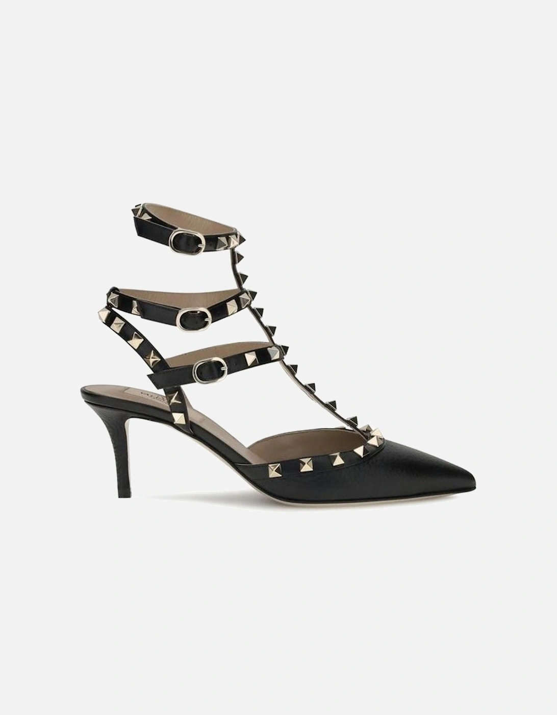 Leather Rockstud Ankle Strap Pumps Women - Black, 4 of 3