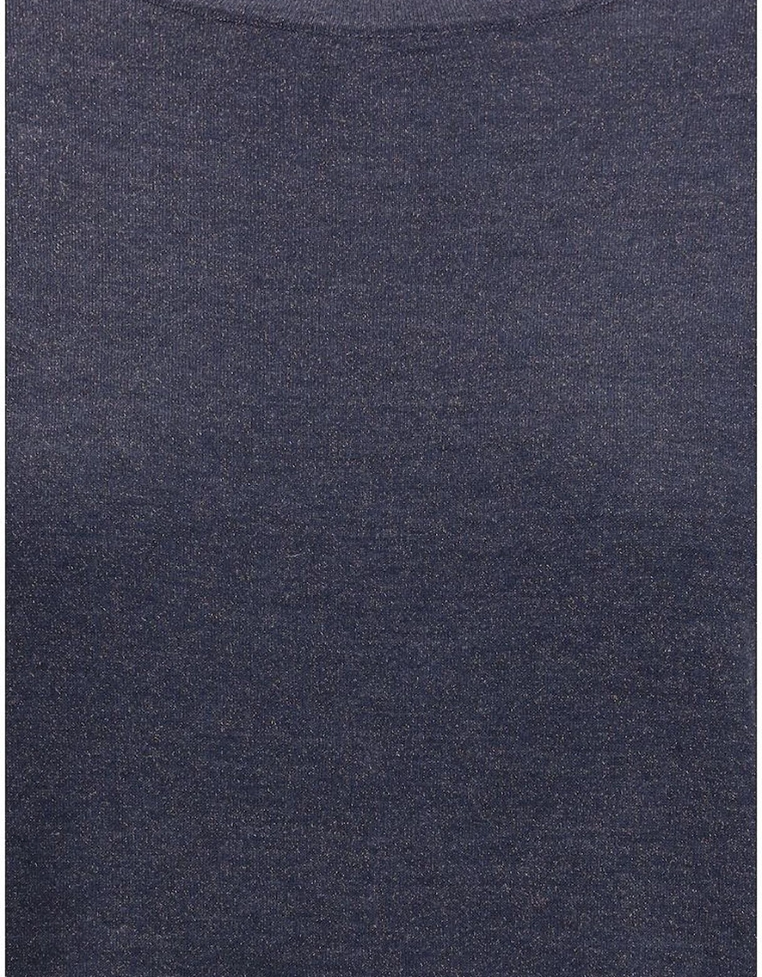 Lurex Shimmering Ribbed Crew Neck T-Shirt Women - Blue