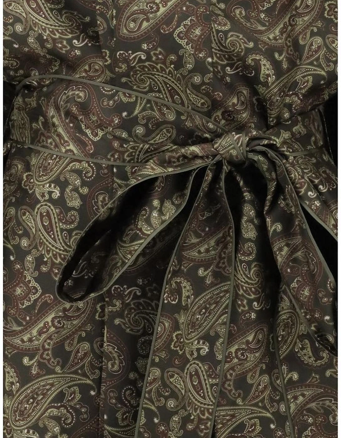 Lavalliere Short Dress with Coordinating Belt Women - Green Dresses