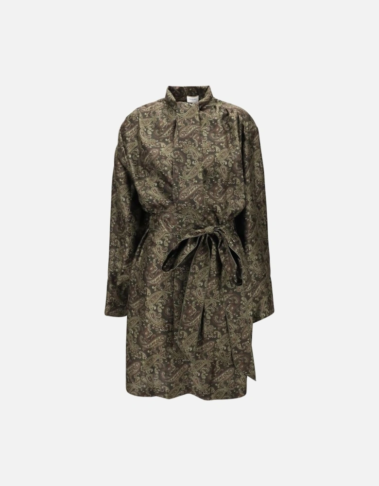 Lavalliere Short Dress with Coordinating Belt Women - Green Dresses