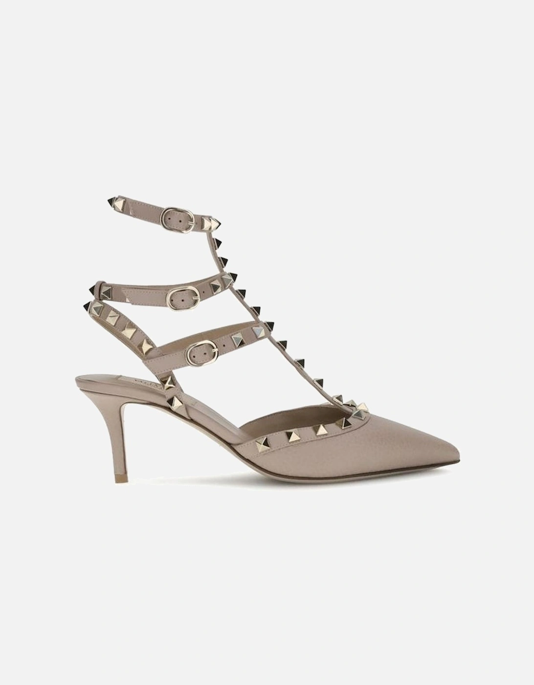 Leather Rockstud Pumps with Ankle Strap and Stiletto Heel Women - Gray, 4 of 3