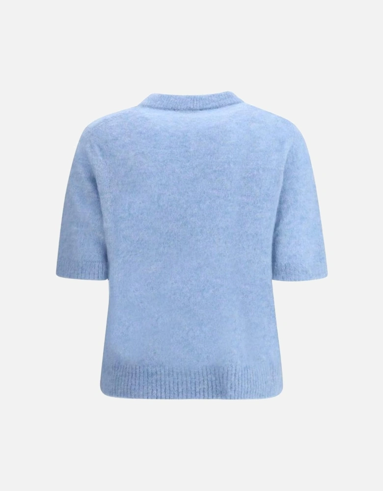Puppies Alpaca Sweater with Pet Print Women - Light Blue