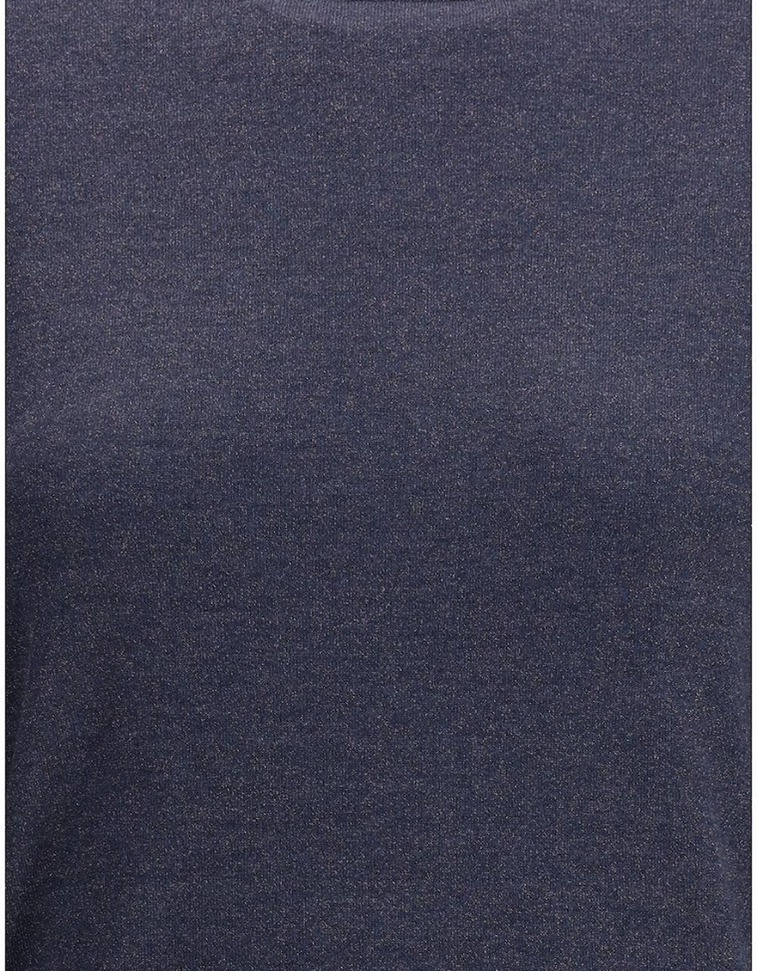 Long-Sleeved Lurex Boat Neck Top Women - Blue T-Shirts