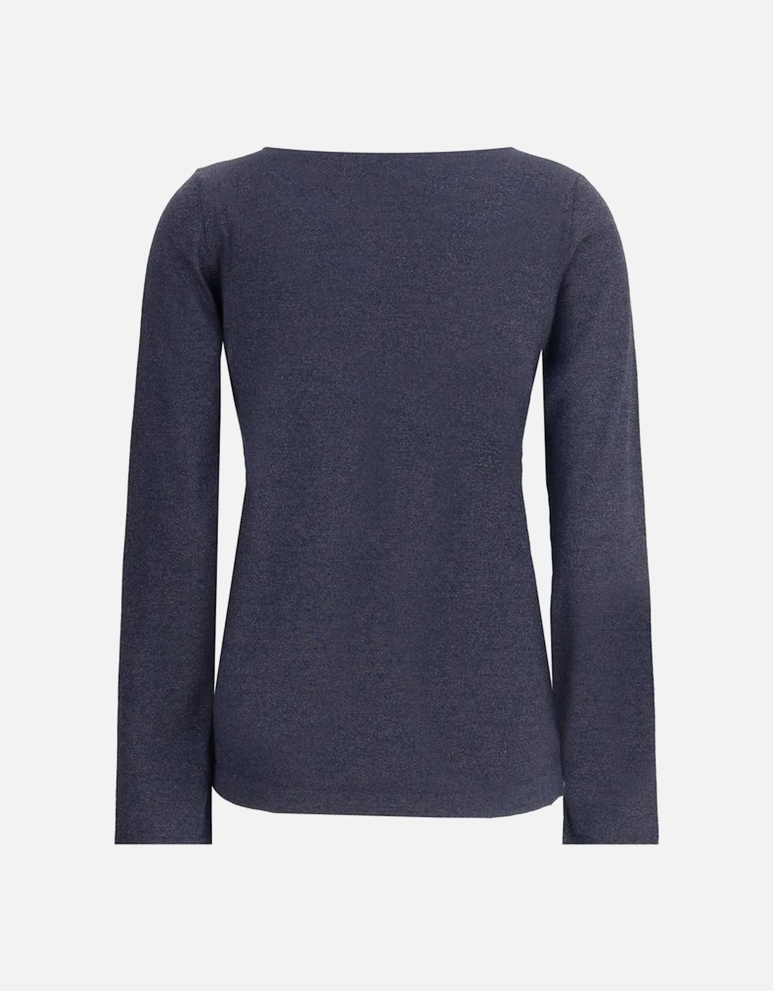 Long-Sleeved Lurex Boat Neck Top Women - Blue T-Shirts