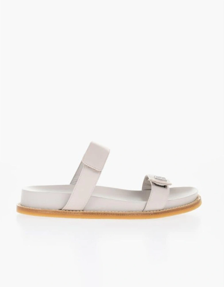 Leather Sneakers with Rubber Sole Women - Gray Sandals