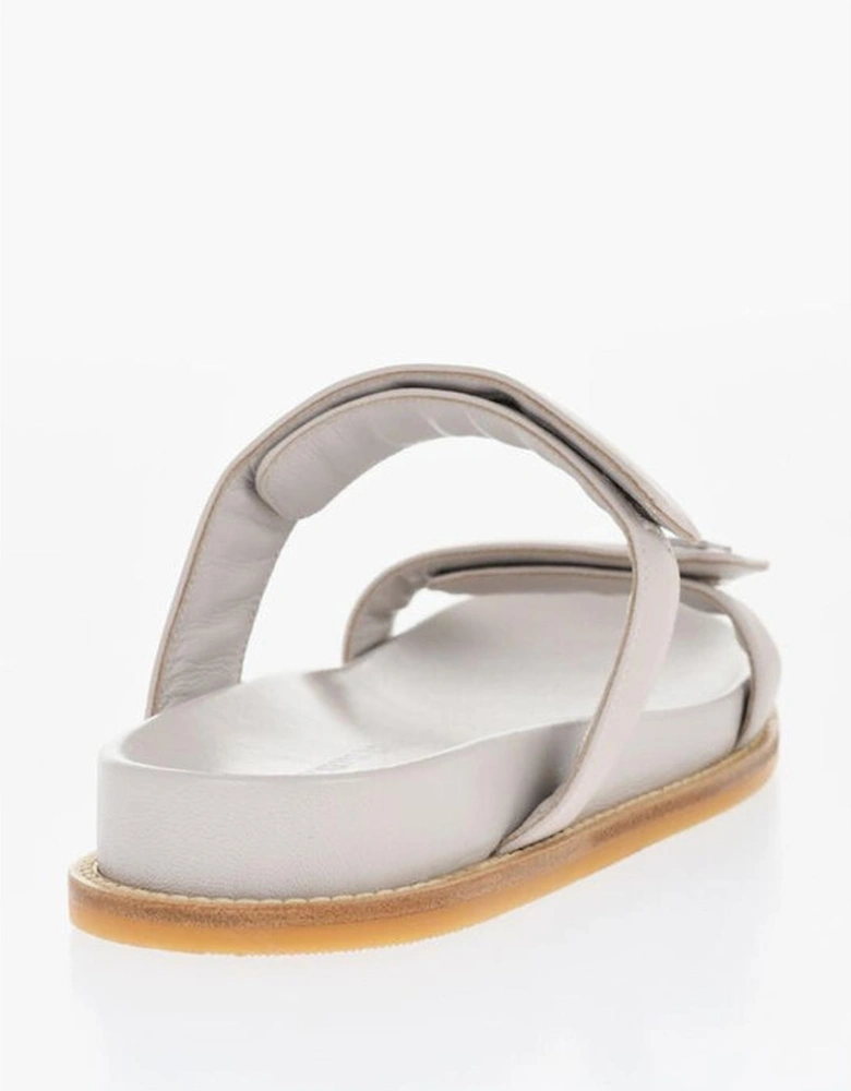 Leather Sneakers with Rubber Sole Women - Gray Sandals