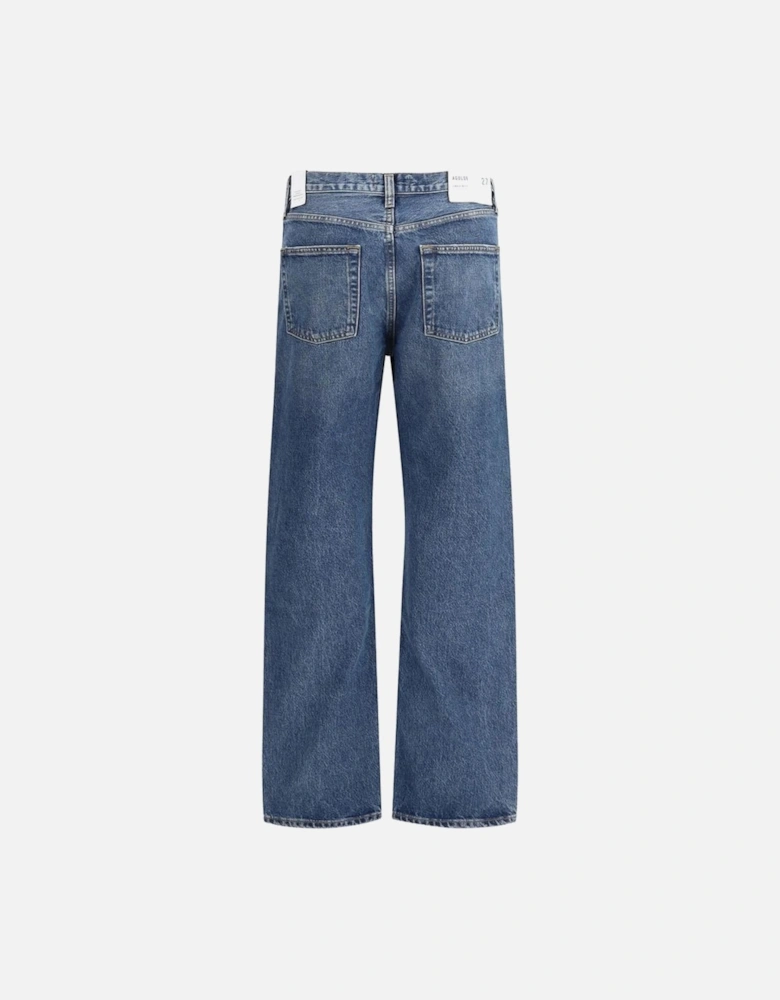 V-Front Straight Leg Five-Pocket Jeans Women - Blue Jeans